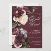 Donker Elegant Bourgogne & Cream Bloemen Bruidsbru Kaart (Voorkant)