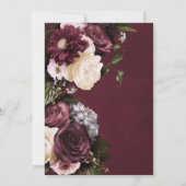 Donker Elegant Bourgogne & Cream Bloemen Bruidslun Kaart (Achterkant)