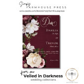 Donker Elegant Bourgogne & Cream Bloemen Bruiloft Save The Date