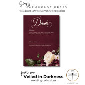 Donker Elegant Bourgogne & Cream Bloemen Details Informatiekaartje