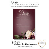 Donker Elegant Bourgogne & Cream Blur Bloemen Deta Informatiekaartje