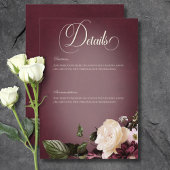 Donker Elegant Bourgogne & Cream Blur Bloemen Deta Informatiekaartje