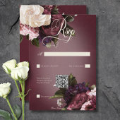 Donker Elegant Bourgogne & Cream Blur Bloemen QR C RSVP Kaartje