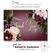 Donker Elegant Bourgogne & Cream Blur Bloemenbruil Bedankkaart