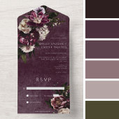 Donker Elegant Bourgogne & Wit Bloemen Geen Diner All In One Uitnodiging