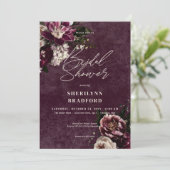 Donker Elegant Bourgogne & Wit Bloemen Vrijgezelle Kaart (Staand voorkant)