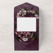 Donker Elegant Bourgogne & Wit Bloemendiner All In One Uitnodiging (Buitenkant)