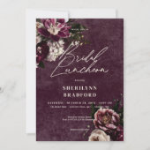 Donker Elegant Bourgondië & Wit Bloemen Bruidsbrun Kaart (Voorkant)