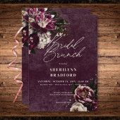 Donker Elegant Bourgondië & Wit Bloemen Bruidsbrun Kaart
