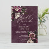 Donker Elegant Bourgondië & Wit Bloemen Bruidsbrun Kaart (Staand voorkant)