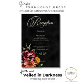 Donker Elegant Herfst Bloemen Bruiloft Receptie Informatiekaartje