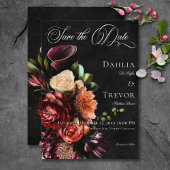 Donker Elegant Herfst Bloemen Bruiloft Save The Date