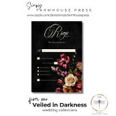 Donker Elegant Herfst Bloemen Trouwdiner RSVP Kaartje