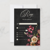 Donker Elegant Herfst Bloemen Trouwdiner RSVP Kaartje (Voorkant)