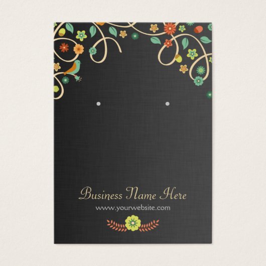 Donker Elegant Swirl Bloemen Oorbel Kaarten Visitekaartjes (Voorkant)