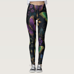 Donker Elegant Vlinderpatroon Leggings