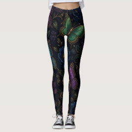 Donker Elegant Vlinderpatroon Leggings