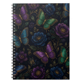 Donker Elegant Vlinderpatroon Notitieboek
