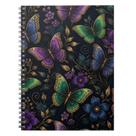 Donker Elegant Vlinderpatroon Notitieboek