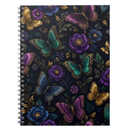 Donker Elegant Vlinderpatroon Notitieboek