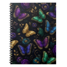 Donker Elegant Vlinderpatroon Notitieboek