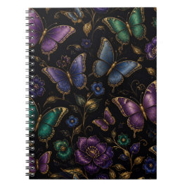 Donker Elegant Vlinderpatroon Notitieboek