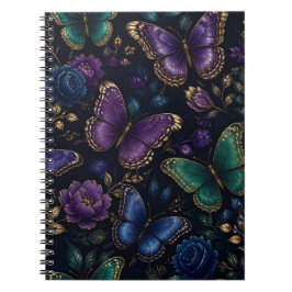 Donker Elegant Vlinderpatroon Notitieboek