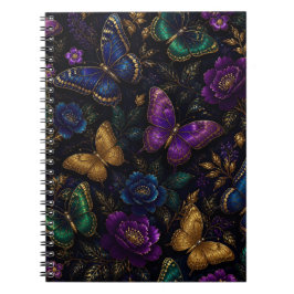 Donker Elegant Vlinderpatroon Notitieboek