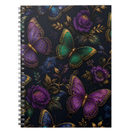 Donker Elegant Vlinderpatroon Notitieboek