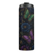 Donker Elegant Vlinderpatroon Thermosbeker (Voorkant)