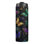 Donker Elegant Vlinderpatroon Thermosbeker (Voorkant)