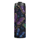 Donker Elegant Vlinderpatroon Thermosbeker (Voorkant)