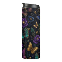 Donker Elegant Vlinderpatroon Thermosbeker