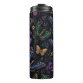 Donker Elegant Vlinderpatroon Thermosbeker (Voorkant)