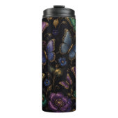 Donker Elegant Vlinderpatroon Thermosbeker (Voorkant)