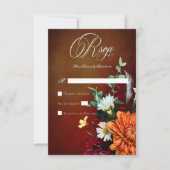 Donker Elegant Zomer Zonsondergang Bloemen Bruilof RSVP Kaartje (Voorkant)