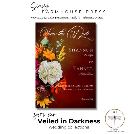 Donker Elegant Zomer Zonsondergang Bloemen Bruilof Save The Date