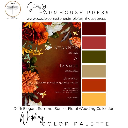 Donker Elegant Zomer Zonsondergang Bloemen Geen Di All In One Uitnodiging