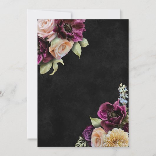 Donker Elegant Zwart Blur Bloemen Vrijgezellenfees Kaart (Achterkant)