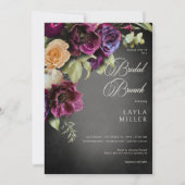 Donker Elegant Zwart Blur Bloemen Vrijgezellenfees Kaart (Voorkant)