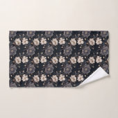 Donker Elegant Zwart en Crème pioenroos Floral Bad Handdoek (Handdoek)
