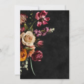 Donker Elegant Zwart Herfst Bloemen Bruids Luncheo Kaart (Achterkant)