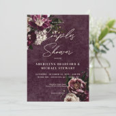 Donker Elegante Bourgondische Witte Bloemen Paren Kaart (Staand voorkant)