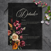 Donker Elegante Herfst Bloemen Bruiloft Details Informatiekaartje