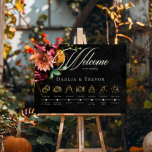 Donker Elegante Herfst Bloemen Wedding Orde van Ev Poster