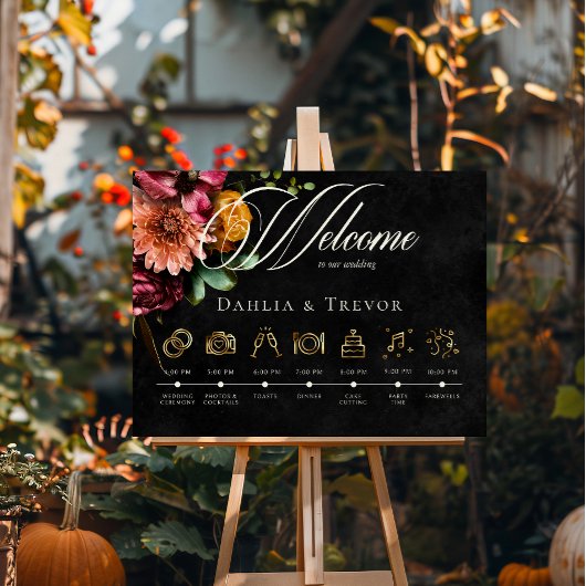 Donker Elegante Herfst Bloemen Wedding Orde van Ev Poster
