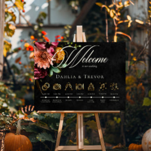 Donker Elegante Herfst Bloemen Wedding Orde van Ev Poster