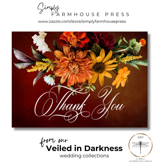 Donker Elegante Zomer Zonsondergang Bloemen Vaag B Bedankkaart