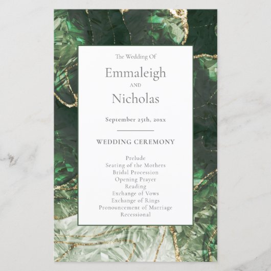 Donker Emerald Green Edelsteen Trouwprogramma's (Voorkant)