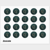 Donker Emerald Groen en Faux goud Art Deco Ronde Sticker (Vel)